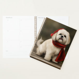 Lhasa Apso Dog in Schnee Weihnachten Planer