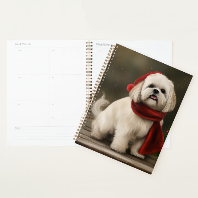 Lhasa Apso Dog in Schnee Weihnachten Planer (Anzeige)