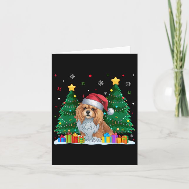 Lhasa Apso Dog Lovers Weihnachtsmannmütze Ugly Chr Karte (Vorderseite)