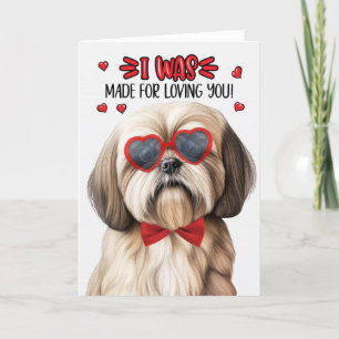 Lhasa Apso Dog Made for Love You Valentine Feiertagskarte