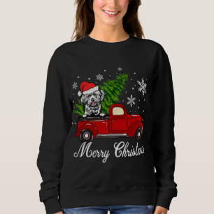 Lhasa Apso Dog Reiten Red Truck Merry Christmas De Sweatshirt