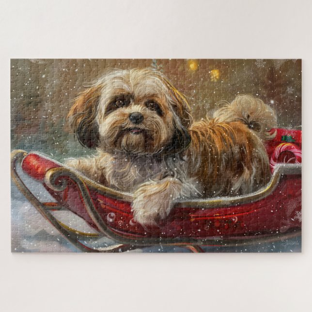 Lhasa Apso Dog Weihnachtsfest (Horizontal)
