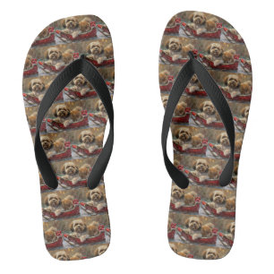 Lhasa Apso Dog Weihnachtsfest Flip Flops