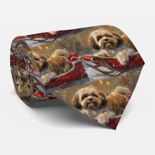 Lhasa Apso Dog Weihnachtsfest Krawatte