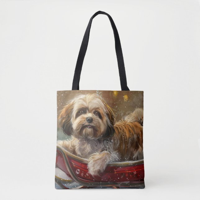 Lhasa Apso Dog Weihnachtsfest Tasche (Vorderseite)