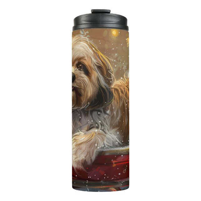 Lhasa Apso Dog Weihnachtsfest Thermosbecher (Vorderseite)