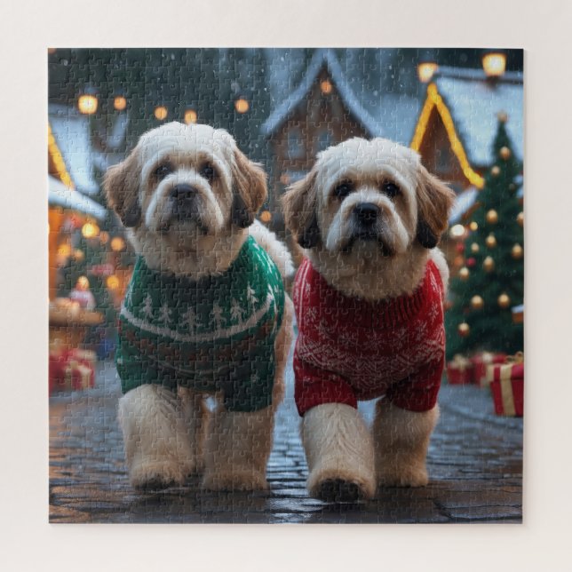 Lhasa Apso Dogs Christmas Snow Holiday (Vertikal)