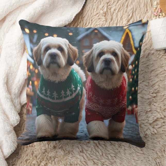 Lhasa Apso Dogs Christmas Snow Holiday Kissen (Decke)