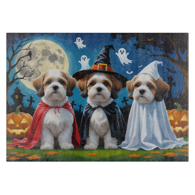 Lhasa Apso Dogs Pumpkin Halloween Funny Schneidebrett (Vorderseite)