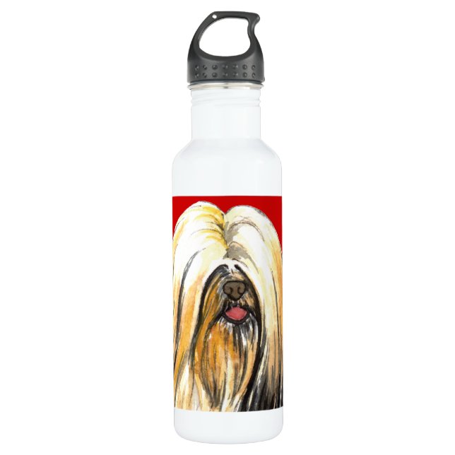 Lhasa Apso Farbblock Edelstahlflasche (Vorderseite)