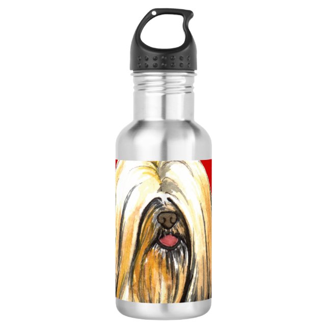 Lhasa Apso Farbblock Edelstahlflasche (Vorderseite)