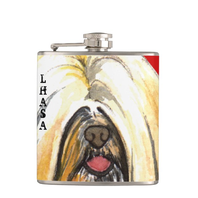 Lhasa Apso Farbblock Flachmann (Vorderseite)