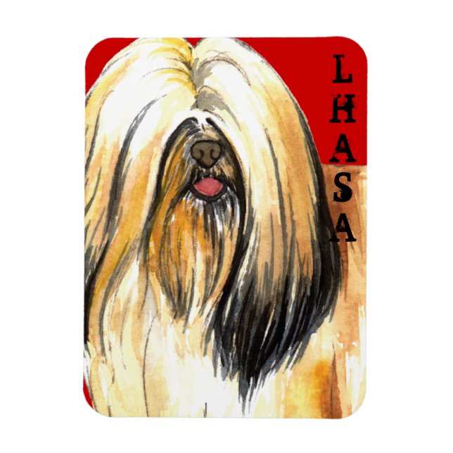 Lhasa Apso Farbblock Magnet (Vertikal)
