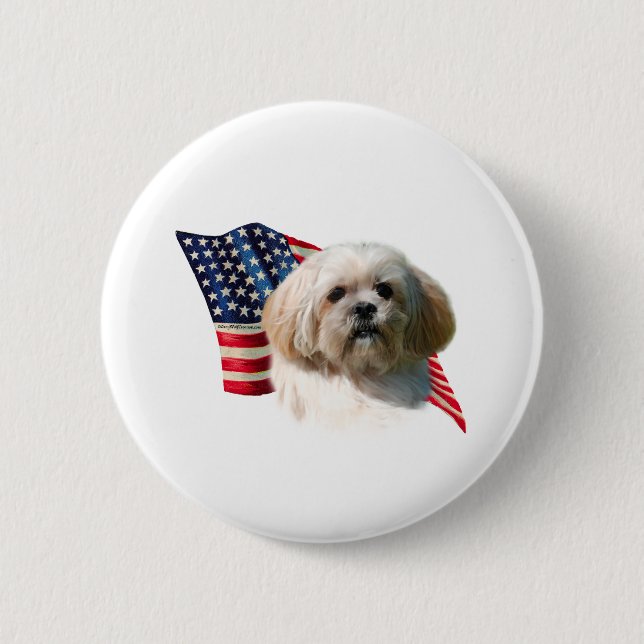 Lhasa Apso Flag Button (Vorderseite)