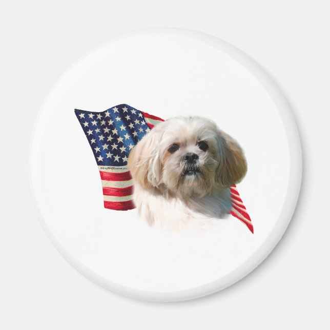 Lhasa Apso Flag Magnet (Vorne)