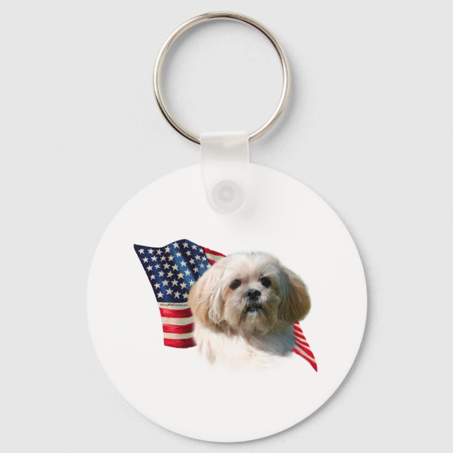 Lhasa Apso Flag Schlüsselanhänger (Vorderseite)