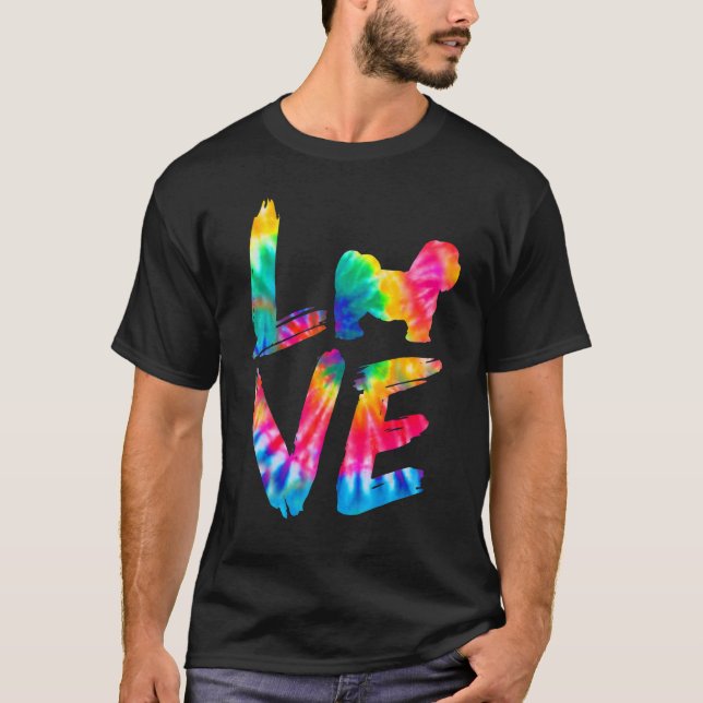 Lhasa Apso Gefärbte Krawatte Liebe Dog Mama Vater T-Shirt (Vorderseite)