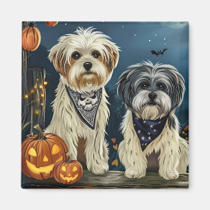 Lhasa Apso Halloween Spooky Magnet