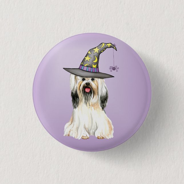 Lhasa Apso Hexe Pinback Button (Vorderseite)
