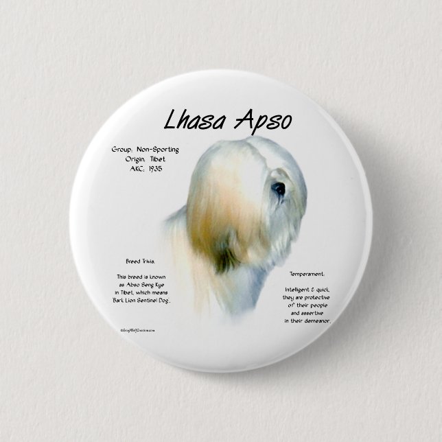 Lhasa Apso History Design Button (Vorderseite)