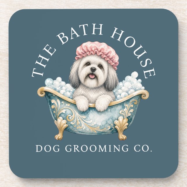 Lhasa Apso Hund Grooming Untersetzer - Türkis (Vorderseite)