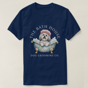 Lhasa Apso Hund Hundefriseur T-Shirt - Marineblau