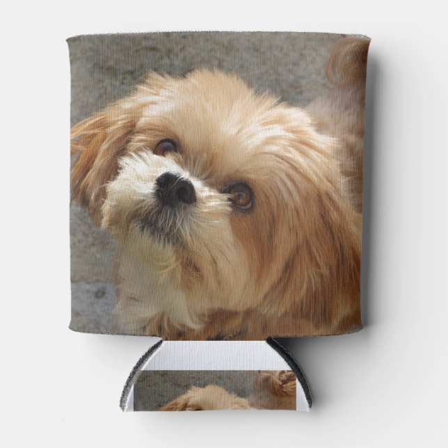 Lhasa Apso Hund im Garten Dosenkühler (Vorderseite)