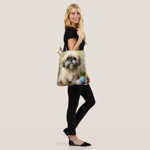 Lhasa Apso Hund mit Ostereiern Feiertag Tasche