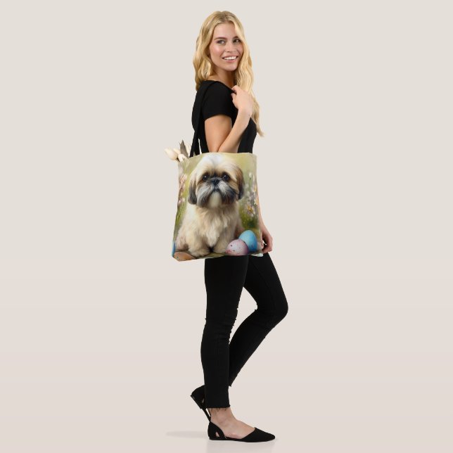 Lhasa Apso Hund mit Ostereiern Urlaub Tasche (Am Model)