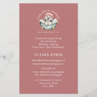 Lhasa Apso Hund Pflege Werbeflyer - Rosa Flyer