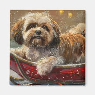 Lhasa Apso Hund Weihnachtsfestlich Magnet