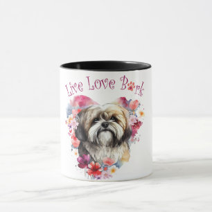 Lhasa Apso Hundefrau Blumenmuster Tasse