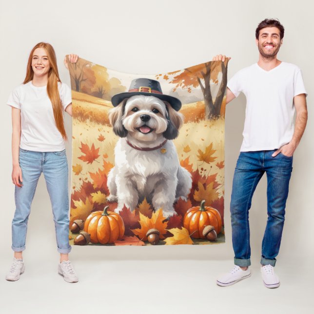 Lhasa Apso im Herbst Erntedank Art Fleecedecke (Beispiel)