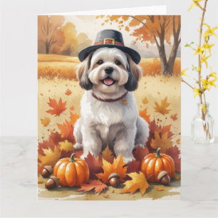 Lhasa Apso im Herbst Erntedank Art Karte