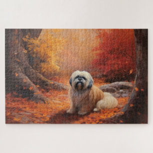 Lhasa Apso im Herbst Leaves Fall Inspiriert