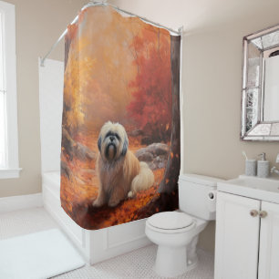 Lhasa Apso im Herbst Leaves Fall Inspiriert Duschvorhang