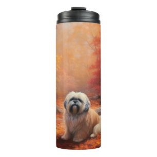Lhasa Apso im Herbst Leaves Fall Inspiriert Thermosbecher