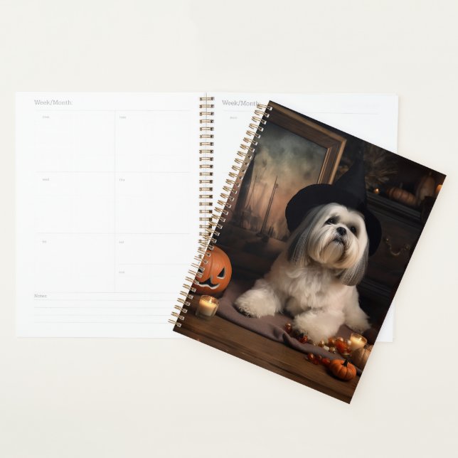 Lhasa Apso Kürbisse Halloween Gruselig Planer (Anzeige)