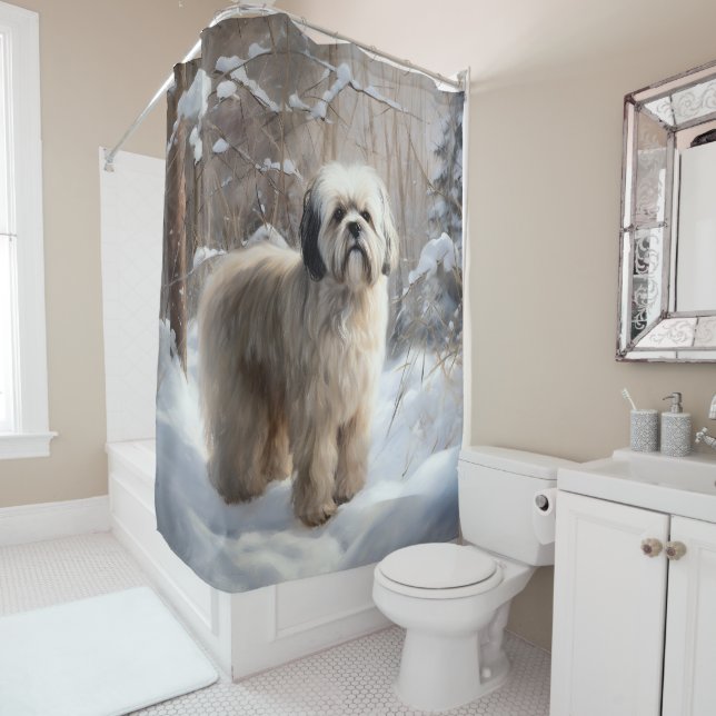 Lhasa Apso Let It Snow Weihnachten Duschvorhang (Beispiel)