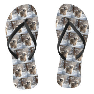 Lhasa Apso Let It Snow Weihnachten Flip Flops