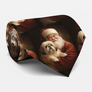 Lhasa Apso mit dem Weihnachtsmann Weihnachten Krawatte