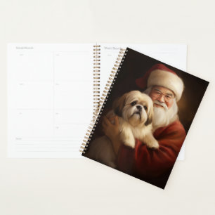 Lhasa Apso mit dem Weihnachtsmann Weihnachten Planer