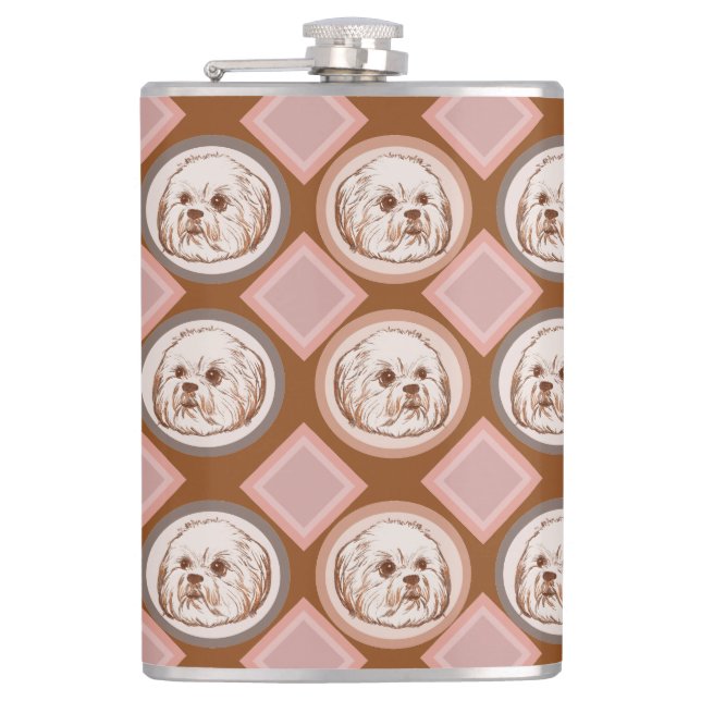 Lhasa Apso Muster Flachmann (Vorderseite)