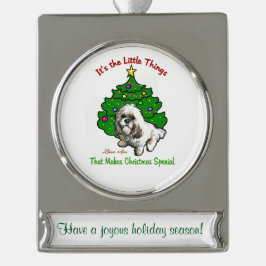 Lhasa Apso Personalisiert Weihnachten Banner-Ornament Silber