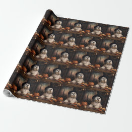 Lhasa Apso Pumpkins Halloween Beängstigend Geschenkpapier