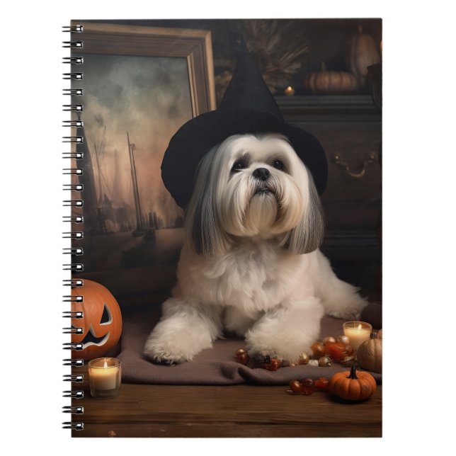 Lhasa Apso Pumpkins Halloween Beängstigend Notizblock (Vorderseite)
