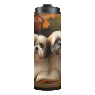 Lhasa Apso Puppy Autumn Delight Pumpkin Thermosbecher