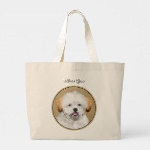 Lhasa Apso Puppy Malerei Niedliche Original Hunde  Jumbo Stoffbeutel