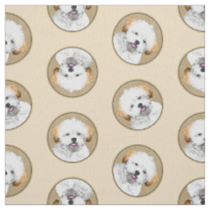 Lhasa Apso Puppy Malerei Niedliche Original Hunde  Stoff