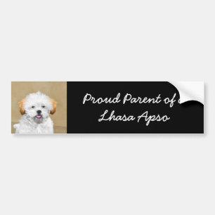 Lhasa Apso Puppy Painting - Niedliche Original Dog Autoaufkleber